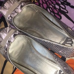 Silver sequin ballet flats